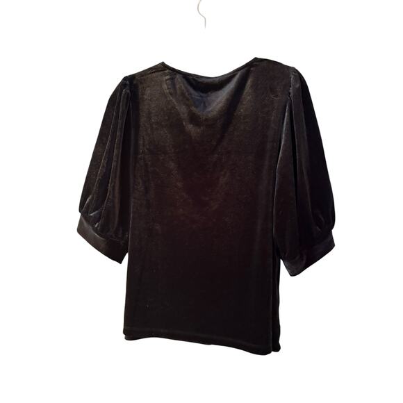 Draper James Womens Shirt Black Velvet XXL Puff Sleeve Whimsigoth Gothic Evening - Picture 7 of 11